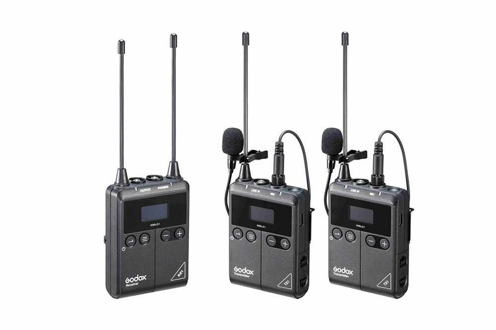 Mikrofonas - „Godox UHF“ belaidžio prisegamojo komplektas (2x TX1, 1x RX1, 514-596MHz)