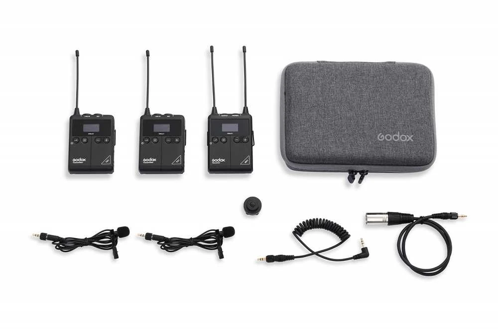 Mikrofonas - „Godox UHF“ belaidžio prisegamojo komplektas (2x TX1, 1x RX1, 514-596MHz)