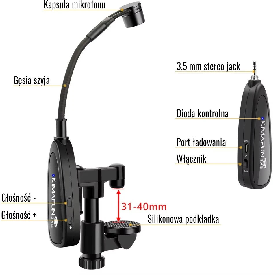 Mikrofonas - Kimafun KM-U307-1 UHF Belaidis Instrumentams
