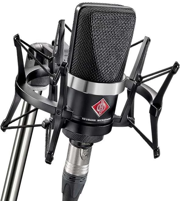 Neumann TLM 102 MT studijinis rinkinys - didelės diafragmos kondensatorinis mikrofonas su amortizuojančiu laikikliu, juodas