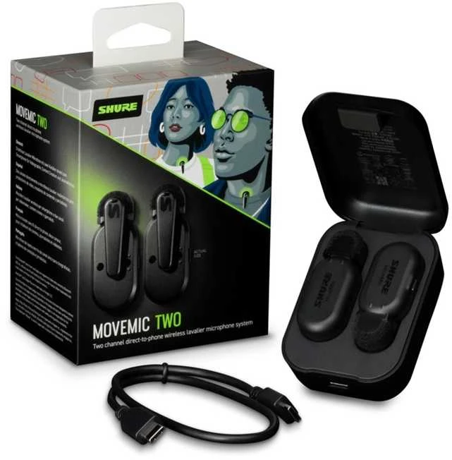„Shure“ | „MoveMic“ dviejų kanalų belaidžiai prisegami mikrofonai | „Bluetooth“ | Triukšmo mažinimas