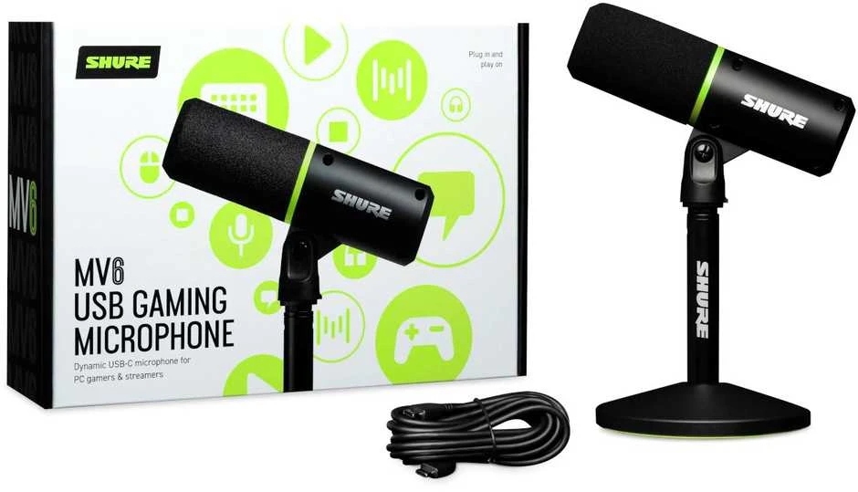 Shure MV6 – USB-C kardioidinis dinaminis mikrofonas žaidėjams ir transliuotojams