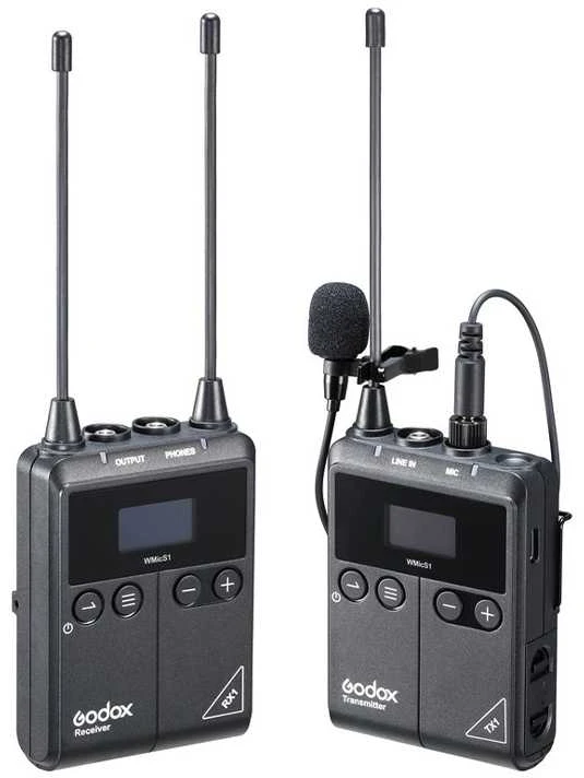 Mikrofono rinkinys - Godox UHF belaidžio prisegamo mikrofono komplektas (TX1/RX1, 96 kanalai, 514-596MHz)