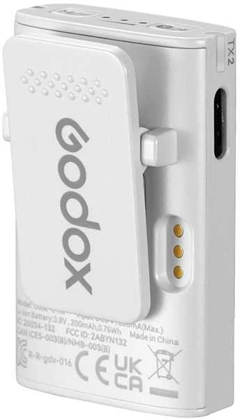 Mikrofono sistema - Godox Cube C Kit2 2 siųstuvai, 300m nuotolis, 24-bit audio balta