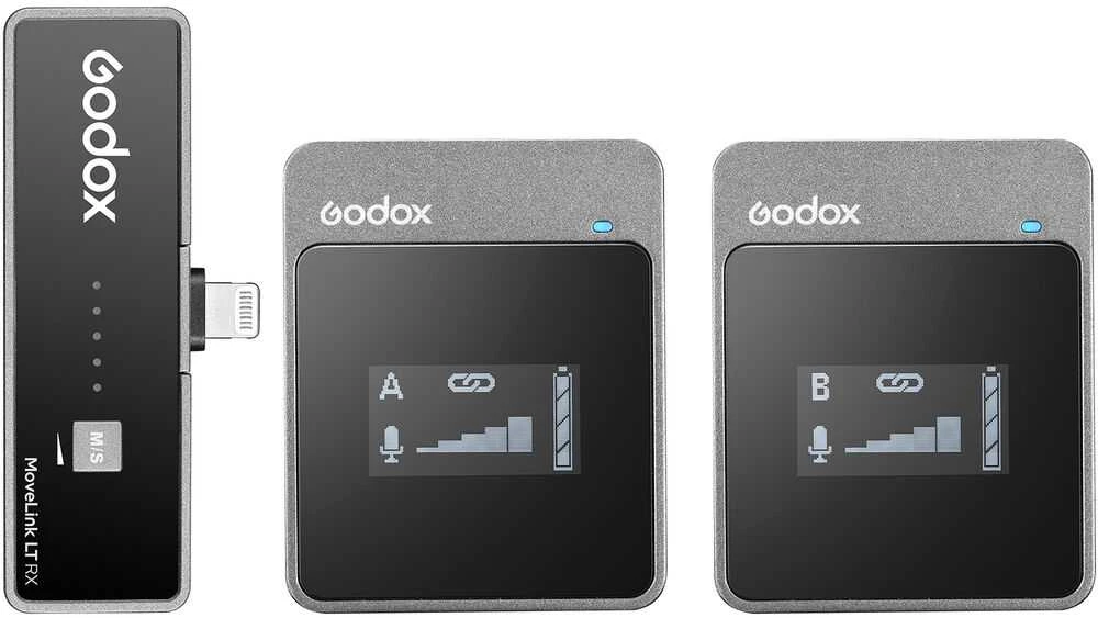 Mikrofono sistema - Godox MoveLink LT2 Lightning belaidis siųstuvas ir imtuvas