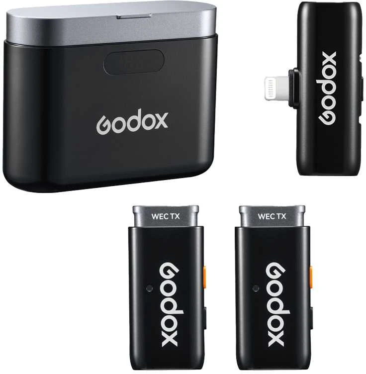 Mikrofono sistema - Godox WES1 KIT2 belaidis mikrofonas 200m nuotolis 24h baterija