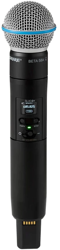 „Shure SLXD24+E/B58-G65“ – skaitmeninė belaidė sistema su rankiniu siųstuvu/mikrofonu (470–606 MHz)