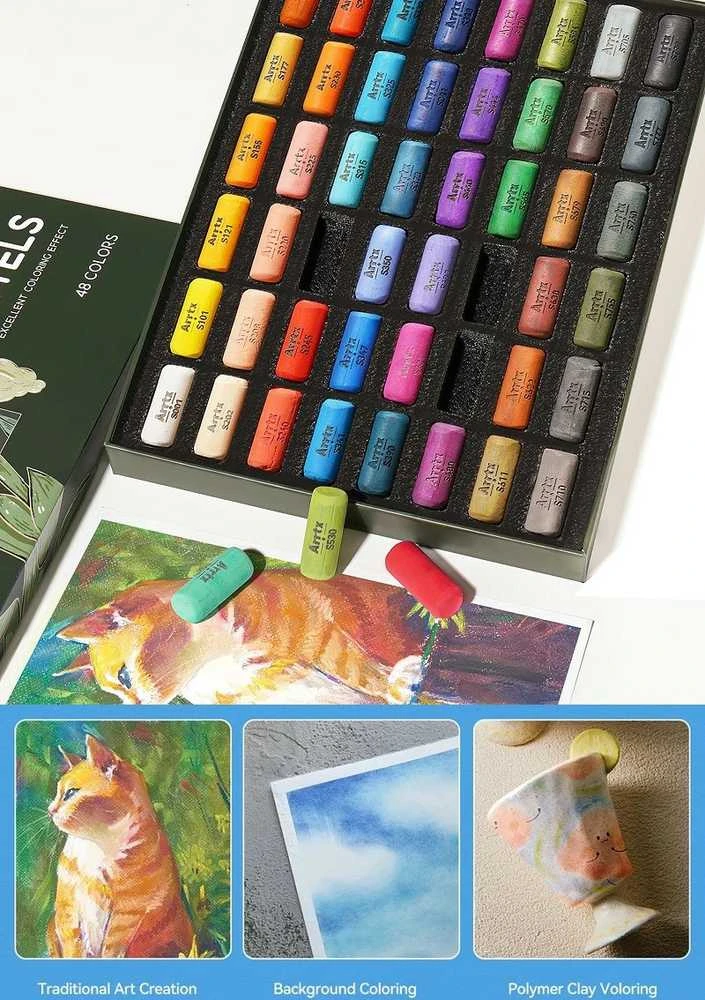 Minkštų pastelių rinkinys ARRTX, 48 spalvų