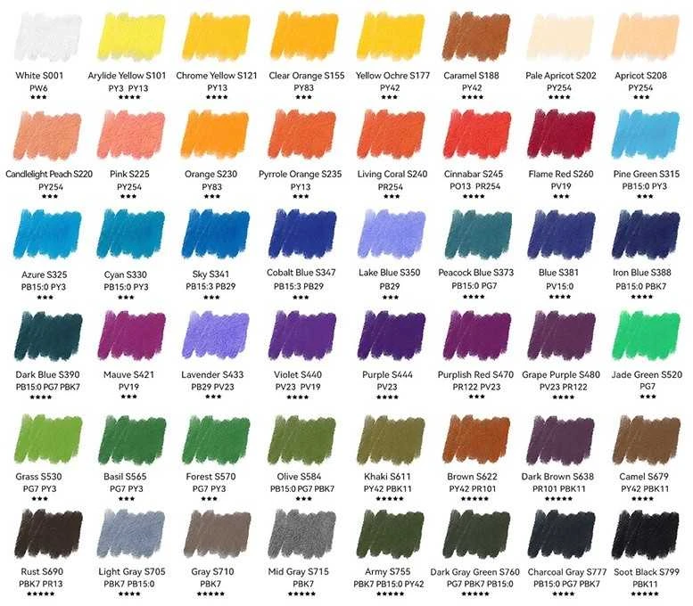 Minkštų pastelių rinkinys ARRTX, 48 spalvų