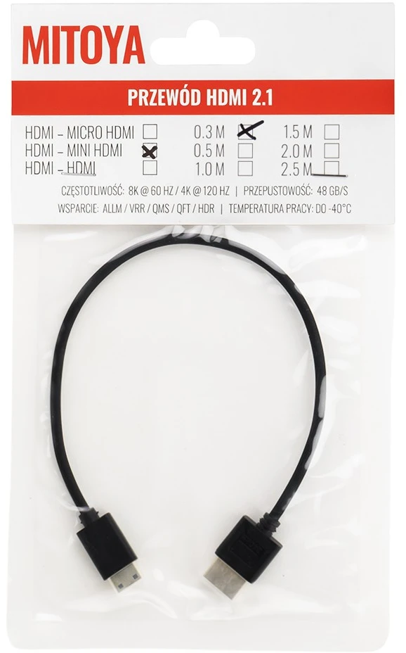 Mitoya HDMI Laidas - 30cm HDMI į Mini HDMI 8K 60Hz 4K 120Hz 48Gbps