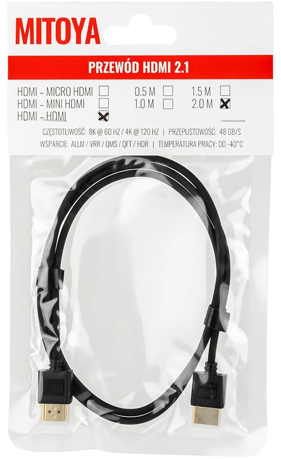 Mitoya HDMI Laidas - HDMI 200cm 8K 60Hz 4K 120Hz Auksu Padengti Jungtys