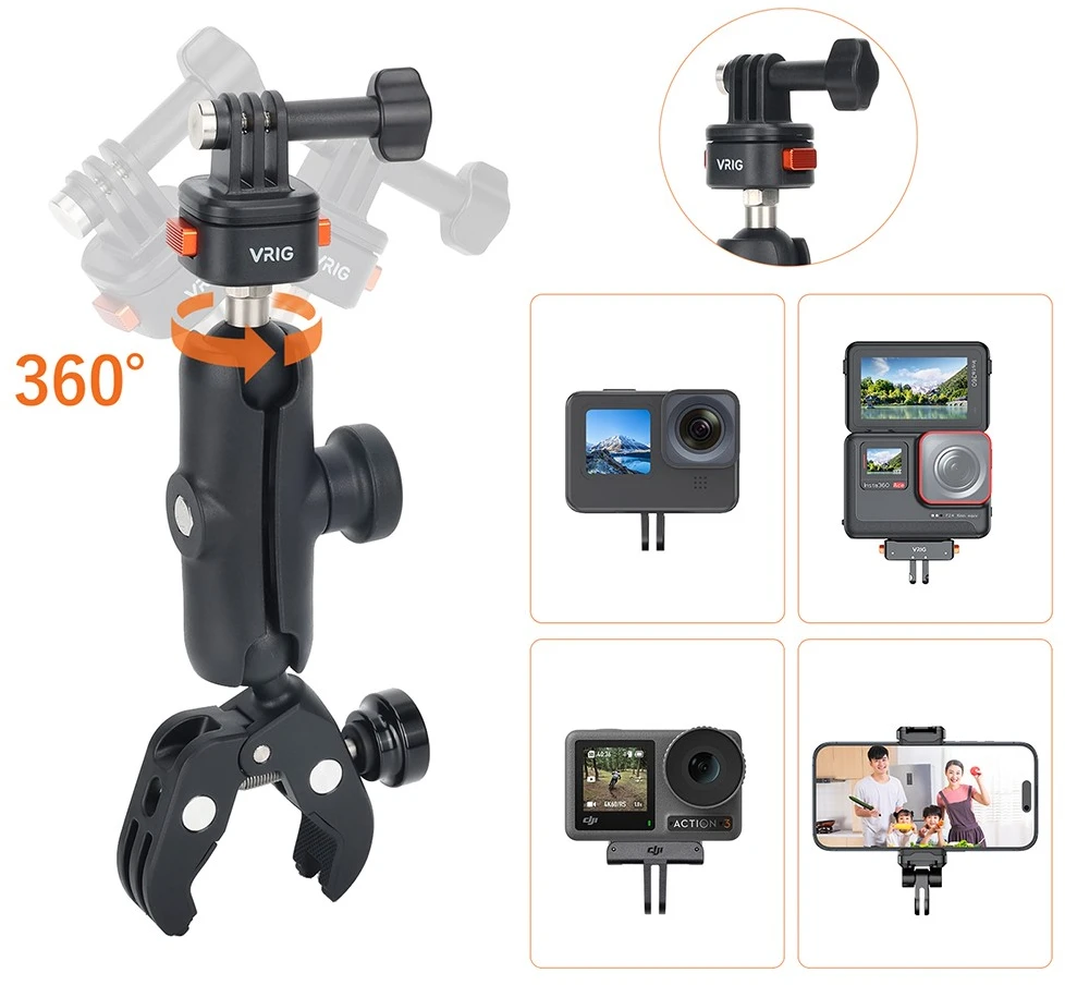 Mitoya Kameros Laikiklis - VRIG AC16 Universal Clamp for Action Cameras 12-50mm