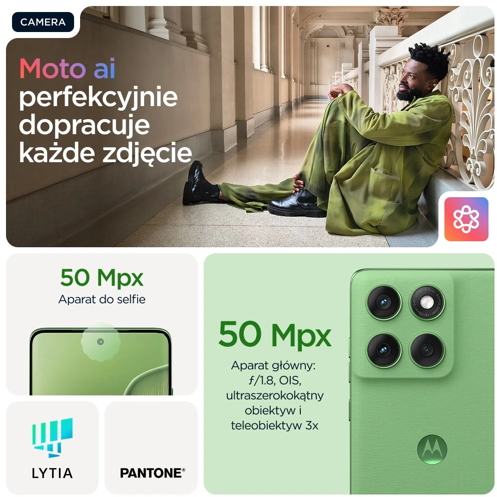 „Motorola edge 60“ 16,9 cm (6,67 colio) dviejų SIM kortelių „Android 15“ 5G USB C tipo 12 GB 512 GB 5200 mAh Žalias
