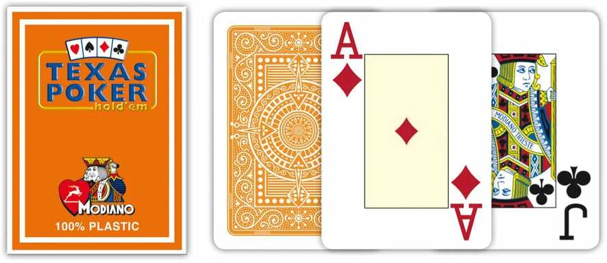 Modiano Texas Poker Hold Em Jumbo Index Žaidimų Kortos (Oranžinės)