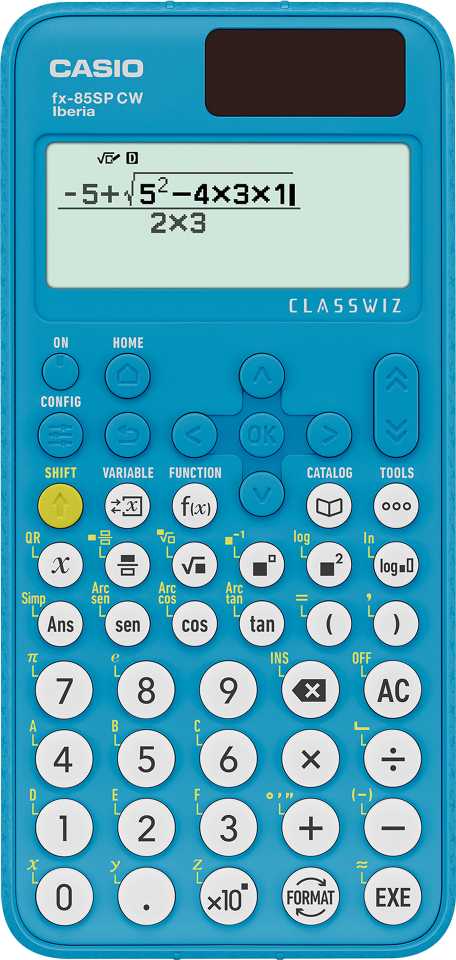 Skaičiuotuvas Casio FX-85SP CW su saulės energija, 300+ funkcijų, mėlynas