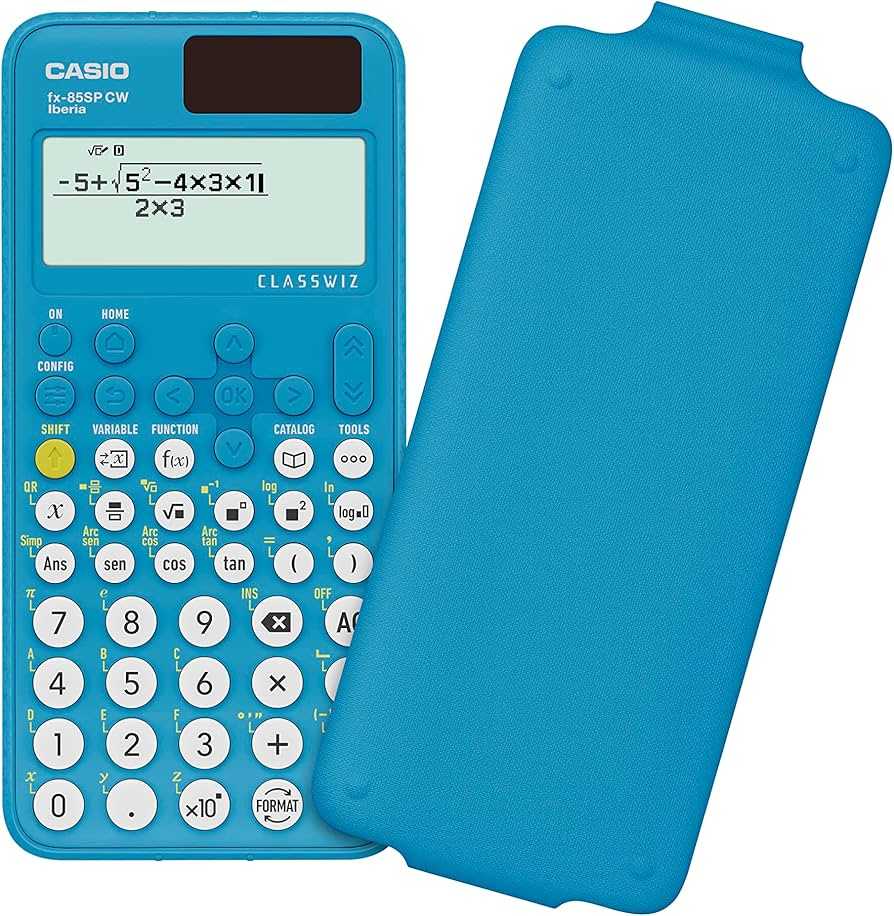Skaičiuotuvas Casio FX-85SP CW su saulės energija, 300+ funkcijų, mėlynas