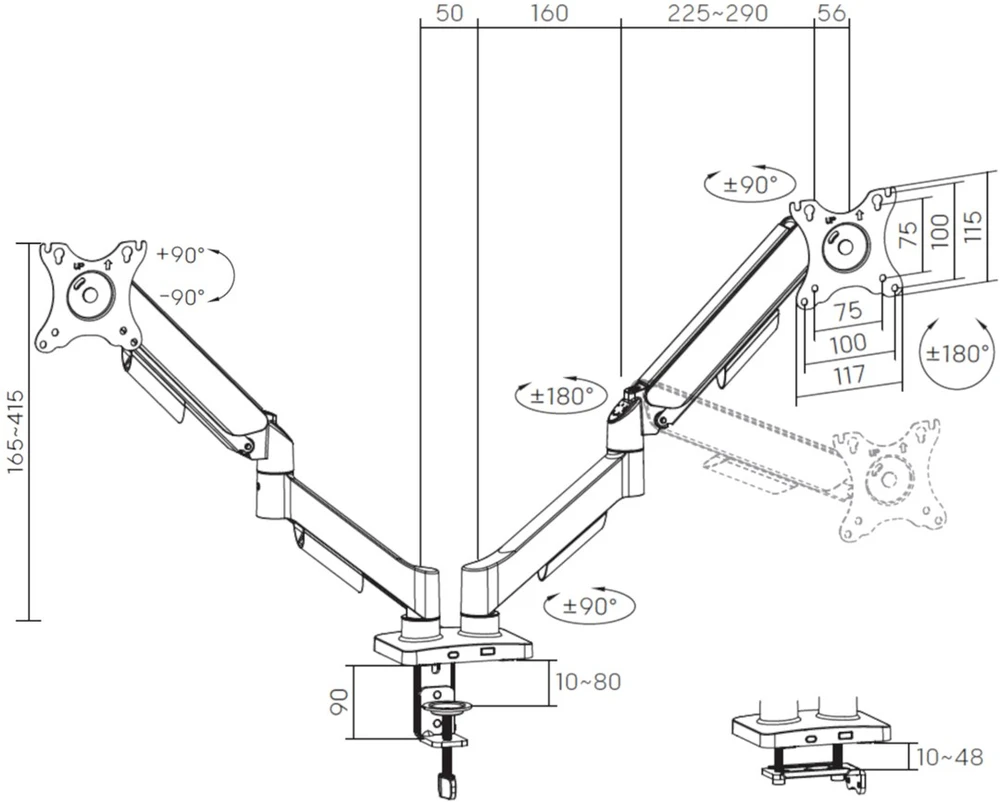 Blow Televizoriaus LCD HQ 17"-32" stalo laikiklis su dviguba jungtimi
