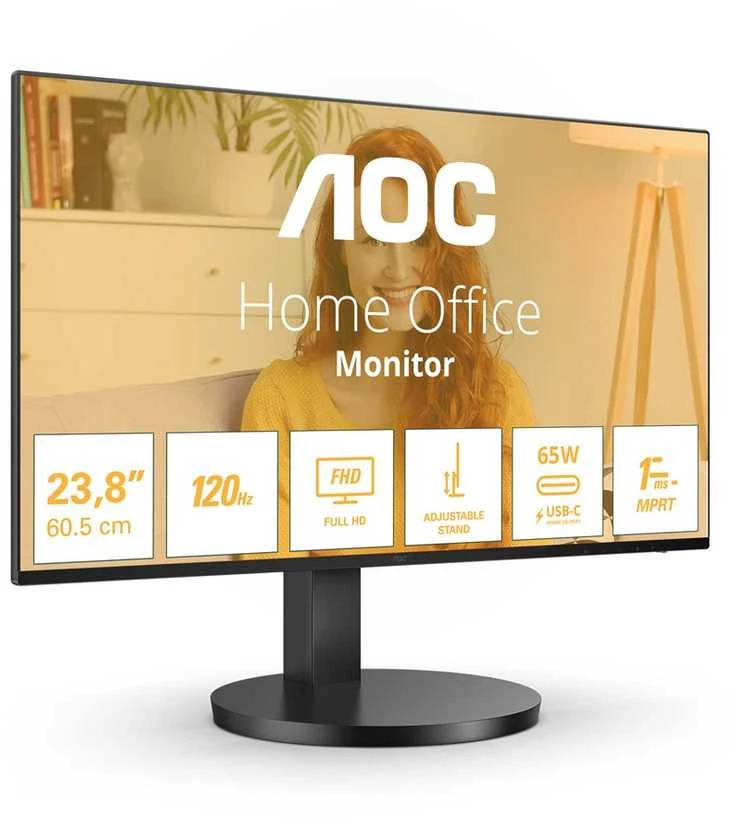 Monitorius AOC 24B3CF2 | 1920x1080 100 Hz IPS | 65W USB HUB | Įmontuoti garsiakalbiai