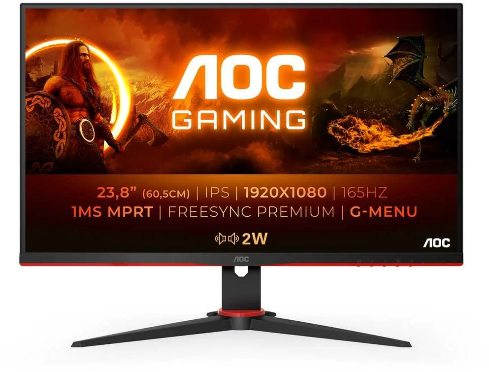 Monitorius AOC 24G2SPAE/BK, 23.8", IPS, FHD (1920x1080), 165 Hz, 1 ms, Freesync Premium, Juodos spalvos