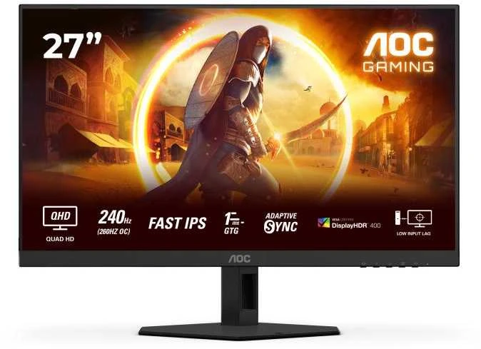 Monitorius AOC Q27G4ZR | 27 " | Fast IPS | QHD | 16:9 | 240 Hz | 1 ms | 2560 x 1440 pikselių | 400 cd/m² | HDMI jungtys quantity 2 | Juodas