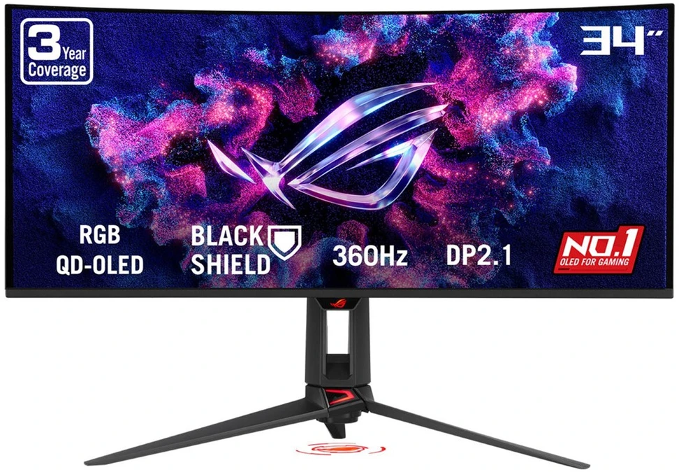 ASUS ROG Swift OLED PG34WCDN computer monitorius 86.4 cm (34") 3440 x 1440 pikselių Wide Quad HD QD-OLED Juodas