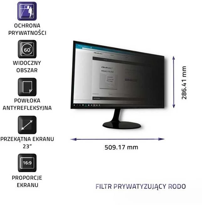QOLTEC 51057 Qoltec Privatizuojantis filtras RODO | 23 | 16:9