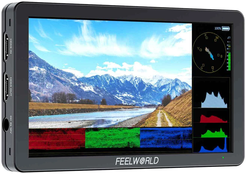 „Monitorius“ – „Feelworld T6“ 6 colių įstrižainės „Full HD IPS“ ekranas su 450 cd/m² HDR raiška