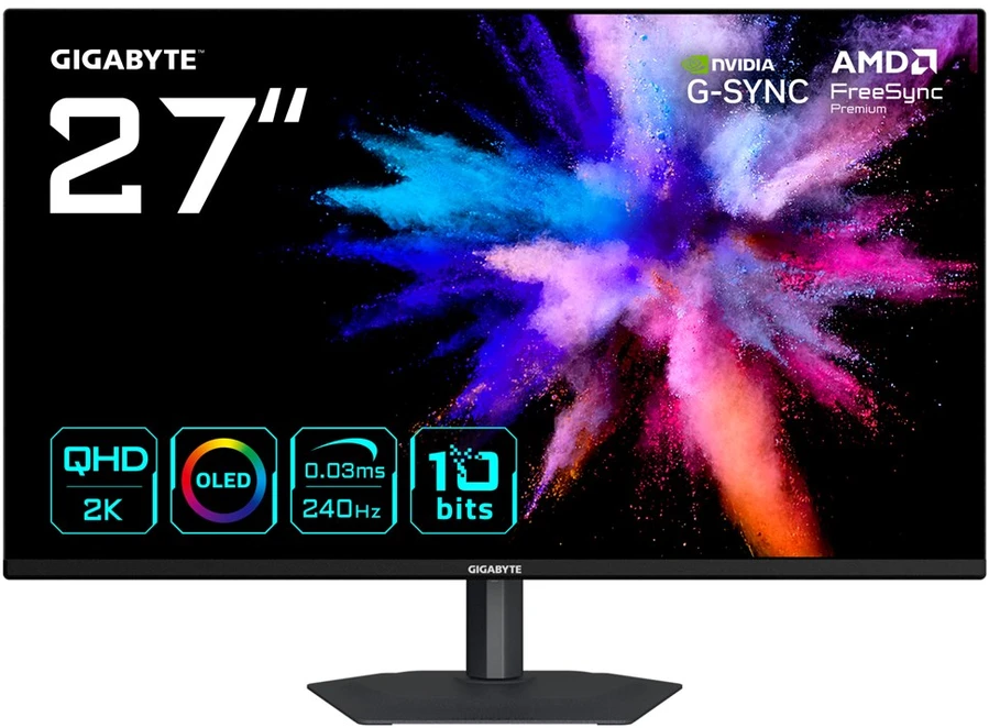 Monitorius Gigabyte | GO27Q24A EK | 27 " | QD‑OLED | QHD | 240 Hz | 0.03 ms | 2560 x 1440 pikselių | 400 cd/m² | HDMI jungtys quantity 2