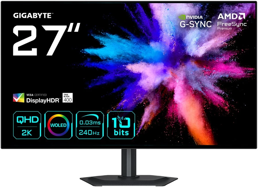Žaidimų monitorius Gigabyte GO27Q24G, 27" QHD (2560x1440) OLED, 240Hz, 0.03ms, HDR True Black 400, FreeSync Premium