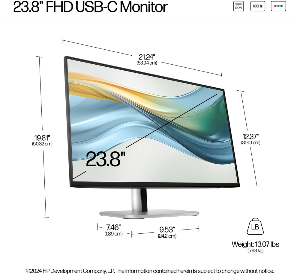 Monitorius - HP 524pu Serija 5 Pro FHD 23.8" 1920x1080 100Hz USB-C Juodas