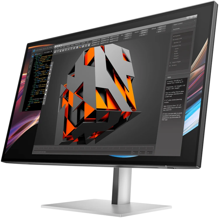 Hewlett Packard (HP) HP 727pk Series 7 Pro 4K TB4 įkrovimo monitorius - 27 colių 3840x2160 UHD 400 nitų 60Hz AG, IPS Juodas HDR 400, USB-C (100W/15W)/HDMI/DisplayPort Daisy-Chain, 5x USB-A, RJ-45 LAN, reguliuojamo aukščio / pakreipimo / pasukimo / sukimosi kampą, 3 metai (pakeičia Z27k G3)
