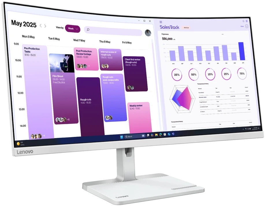 Monitorius - Lenovo L34W-4C 34" 3440 × 1440 120 Hz Debesų pilka