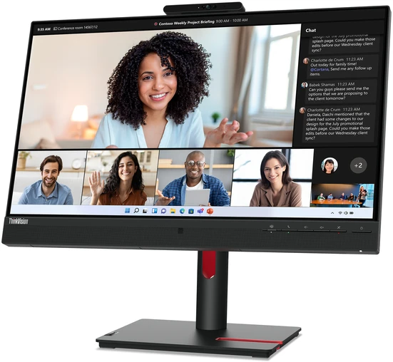 Monitorius - Lenovo T24mv-30 23.8" Full HD 75 Hz USB Hub Webcam Juodas