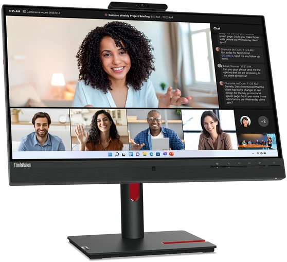 Monitorius - Lenovo T24mv-30 23.8" Full HD 75 Hz USB Hub Webcam Juodas
