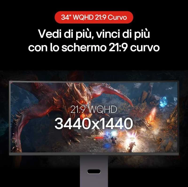 Žaidimų monitorius LG UltraGear 34G600A-B, 34" UWQHD (3440x1440) lenktas VA, 21:9, 160Hz, 1ms, HDR10, FreeSync