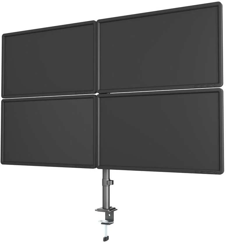 Laikiklis „Gembird MA-D4-01“ reguliuojamo aukščio stalo tvirtinimo svirtis 4 ekranams (pasukama, pakreipiama, pasukama), 13–32 colių, svoris – 10 kg vienam ekranui
