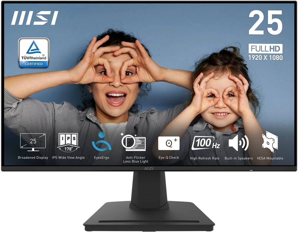 Monitorius MSI PRO MP252 24,5" / FHD / IPS / 100Hz / 1ms MPRT juodos spalvos
