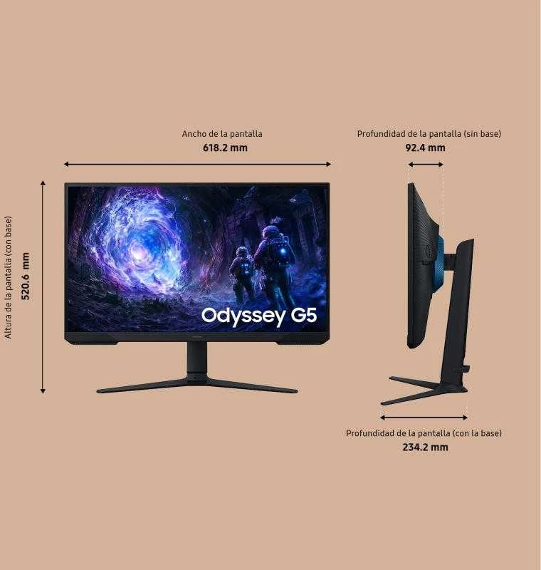 Monitorius Samsung | Odyssey G5 G51F | 27 " | VA | QHD | 16:9 | 180 Hz | 1 ms | 2560 x 1440 pikselių | 300 cd/m² | HDMI jungtys quantity 2 | Juodas