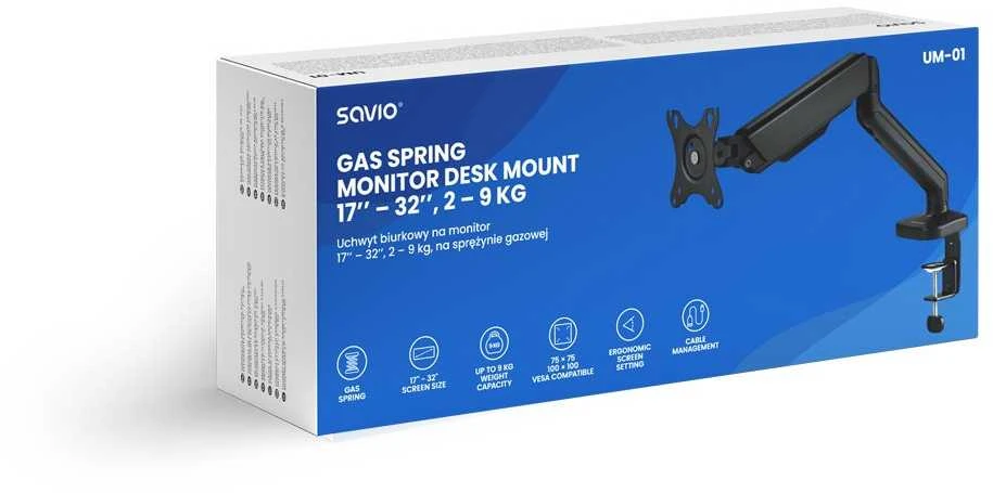 Laikiklis SAVIO UM-01 Desk Mount for Monitorius 17" – 32", 2 – 9kg