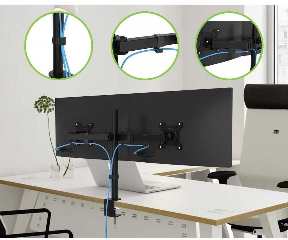 Laikiklis TECHLY 301740 Techly Dvigubas stalas LED/LCD monitoriaus rankena 13-27 2x10kg reguliuojama
