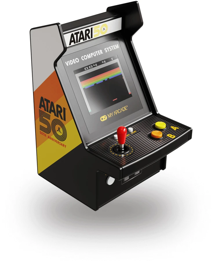 Žaidimų konsolė - MY ARCADE Atari Micro Player PRO 100 žaidimų 50-mečio 6,75″