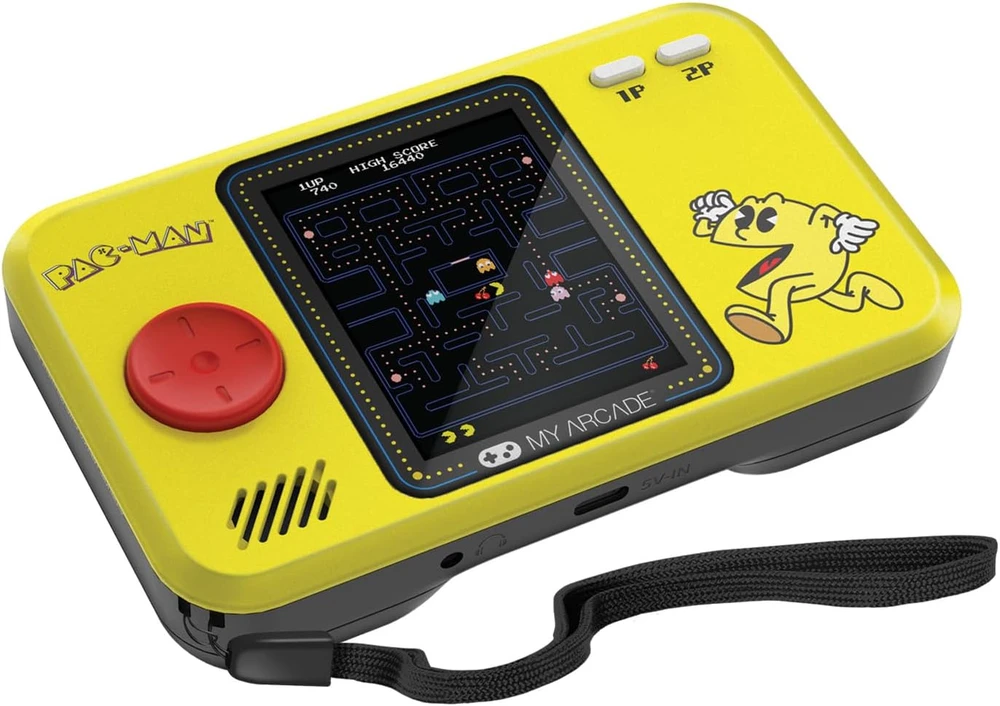 Žaidimų konsolė - My Arcade Pac-Man Pocket Player Pro 2,75 colio spalvotu vertikaliu ekranu, USB-C, 4 AA baterijomis