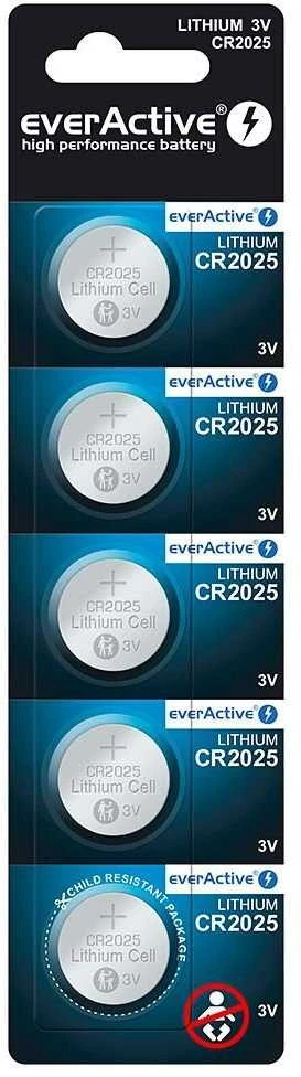EverActive CR2025 3V mygtukinių baterijų pakuotė