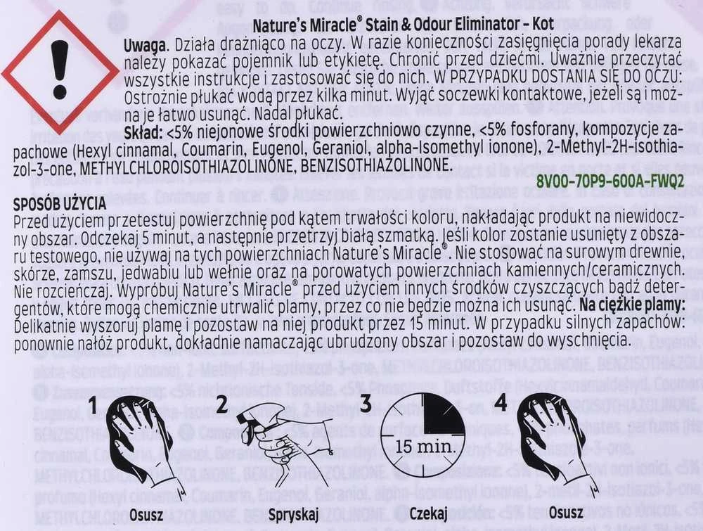 Dėmių ir kvapų valiklis katėms Nature's Miracle SET-IN OXY Stain&Odour REMOVER CAT, 709ml