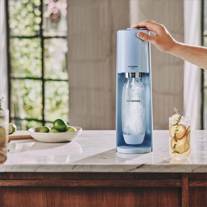 Gazuotų gėrimų gaminimo aparatas SodaStream Terra, šviesiai mėlynas