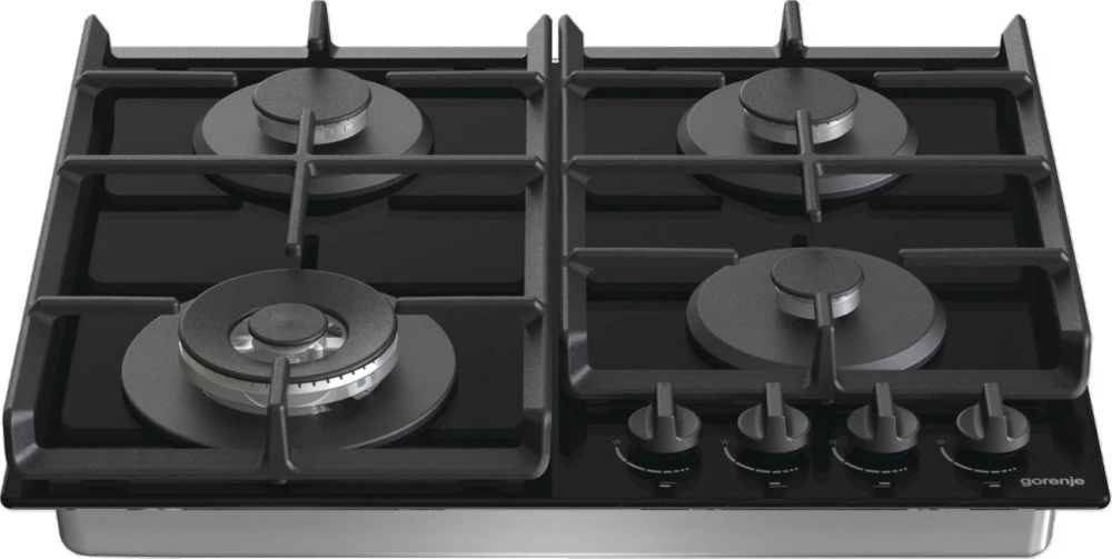 Gorenje | Kaitlentė | GTW641EB | Dujos ant stiklo | Degiklių / virimo zonų skaičius 4 | Sukamosios rankenėlės | Juodas