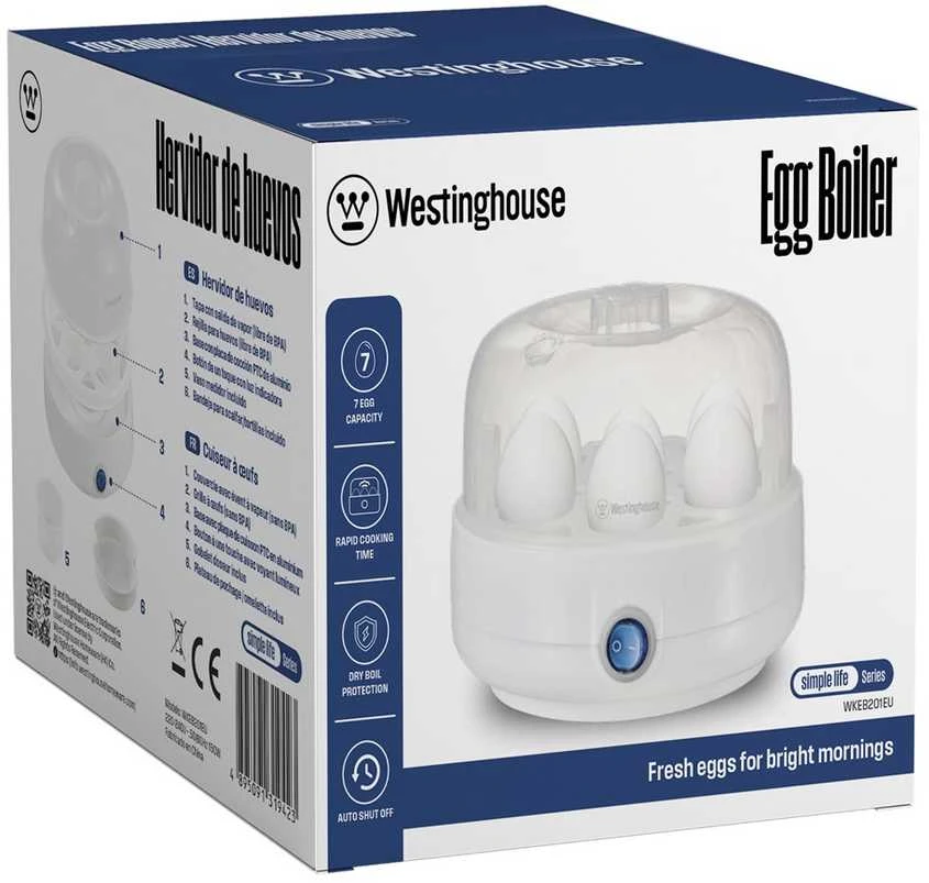 Westinghouse WKEB201EU kiaušinių viryklė, 7 kiaušiniai, 150 W, Baltas