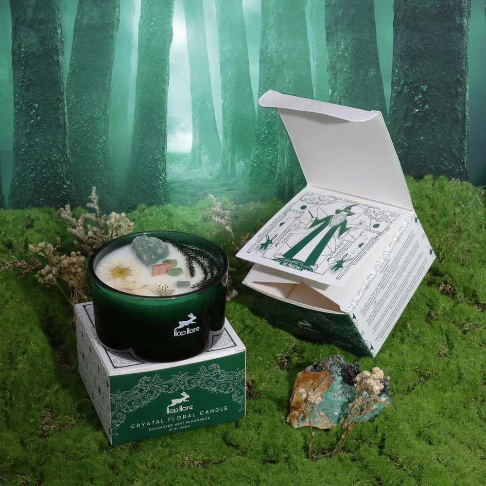 Mėtų–laimo aromato žvakė su nefritu „The Magician“ – Hop Hare