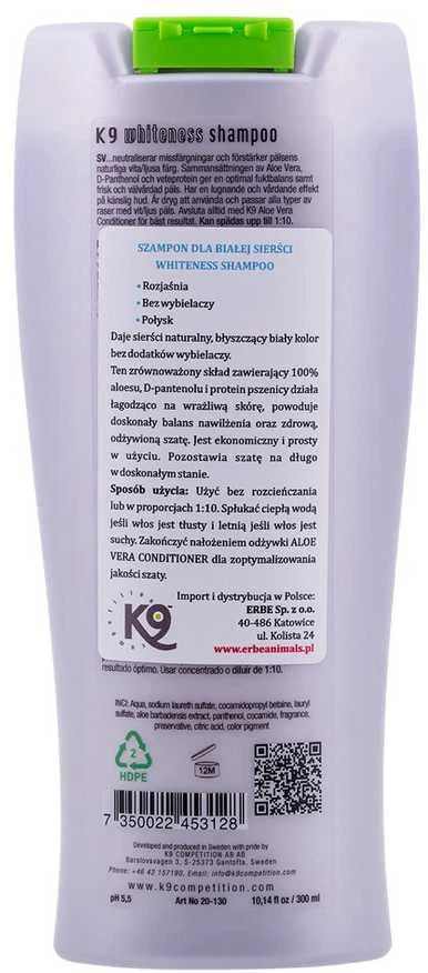 Natures Protection Gyvūnų Šampūnas - K9 Aloe Whiteness 300 ml baltam kailiui