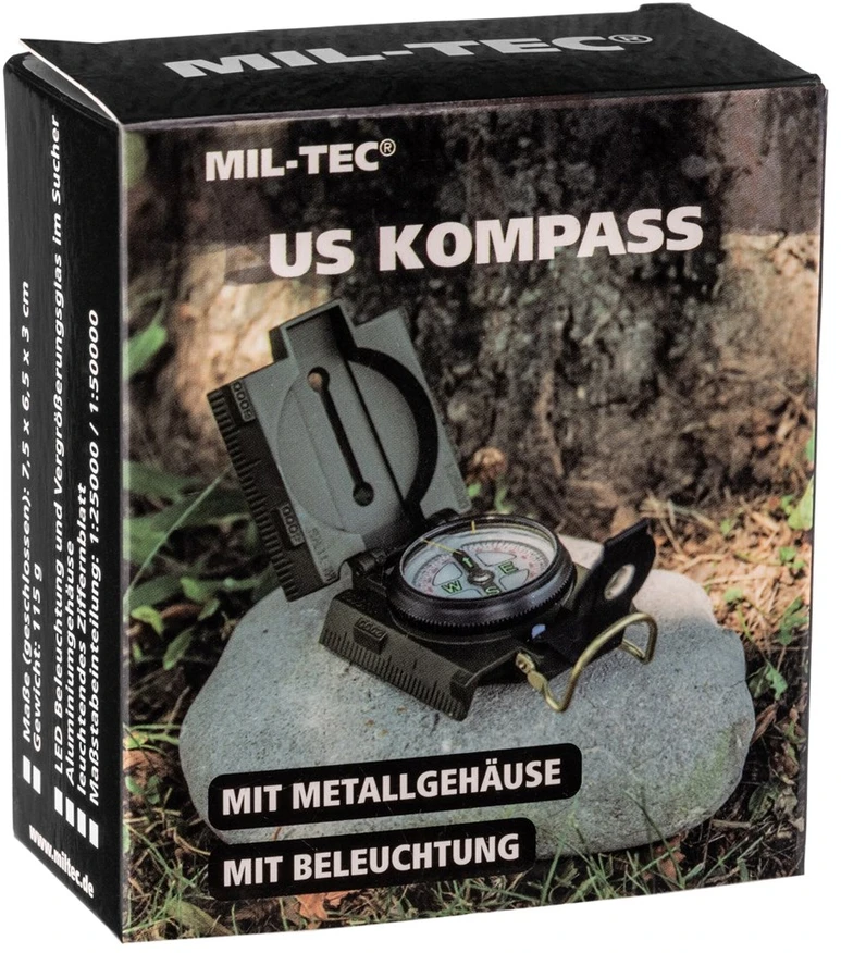Mil-Tec US Busol su apšvietimu Metalas, alyvuogių